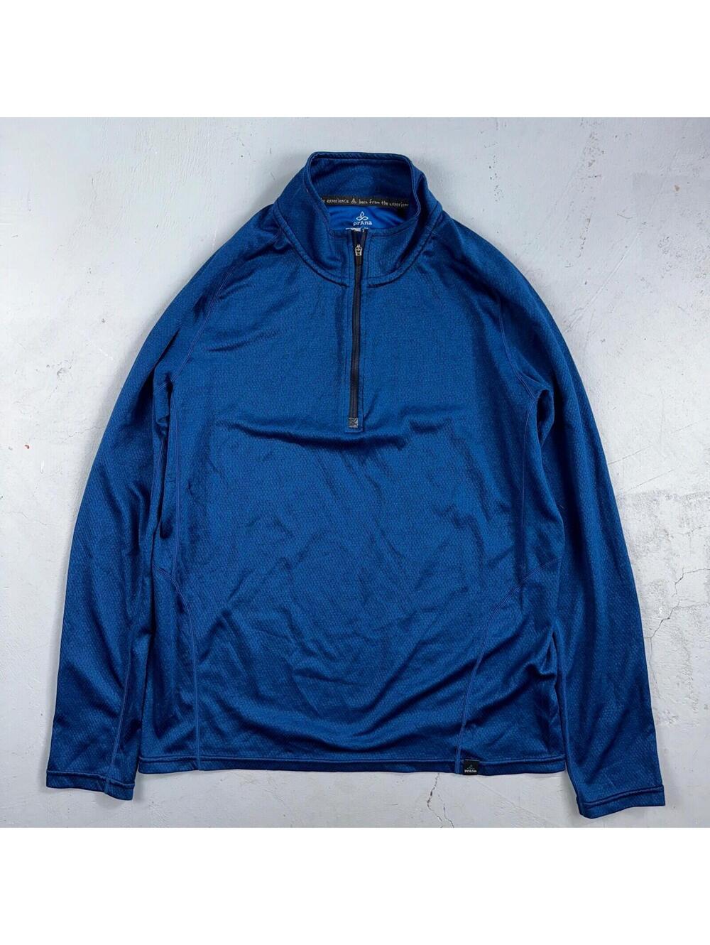 USA Prana Mens S 1/4 Zip Sweater Polyester Blue Outdoors Active Jacket